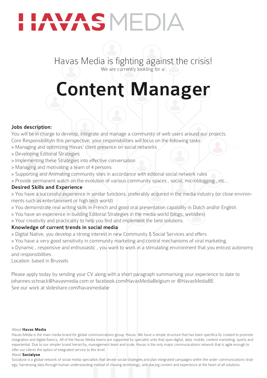 Havas Media Brussels is Hiring a Content Manager